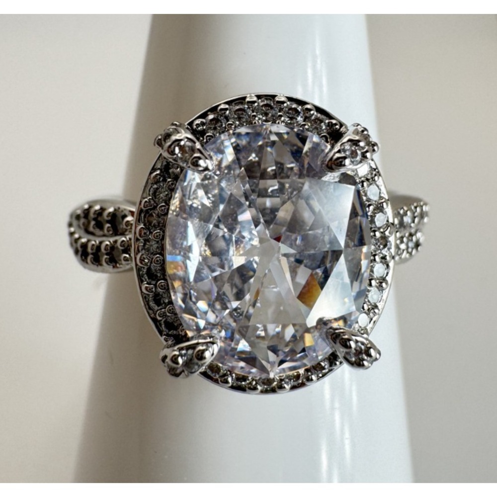 Size 7 Bomb Party Ring - RG14082 "Let The Sunshine In" Diamond CZ On Rhodium